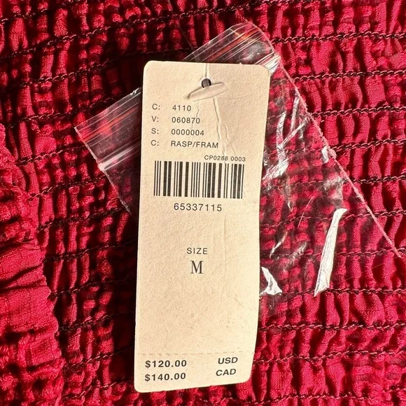 NWT Anthropologie Raspberry Red Square Neck Shirt W/Poet Sleeves Size M - Picture 8 of 10